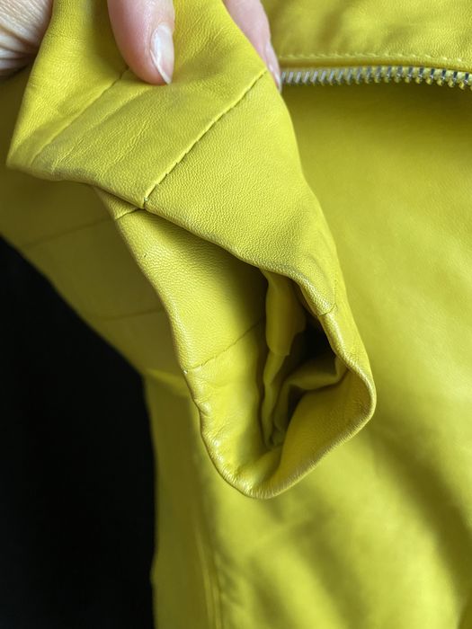 Kurtka damska S/36 Ochnik 3/4 rękaw ramoneska skóra naturalna seledyno