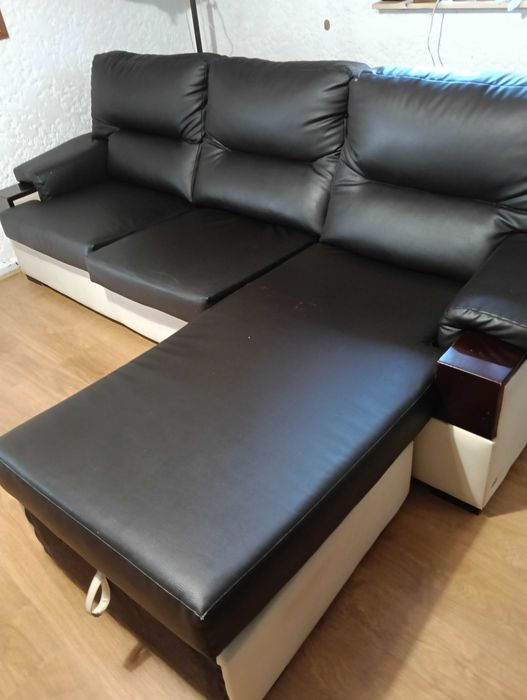 Sofá usado em excelentes condições castanho escuro e bege