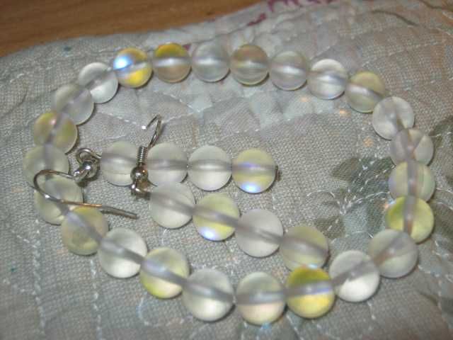 Kolczyki + bransoletka opal glamy komplet