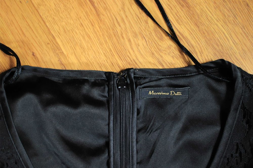 Sukienka Massimo Dutti r. 40 czarna długa rękaw 3/4
