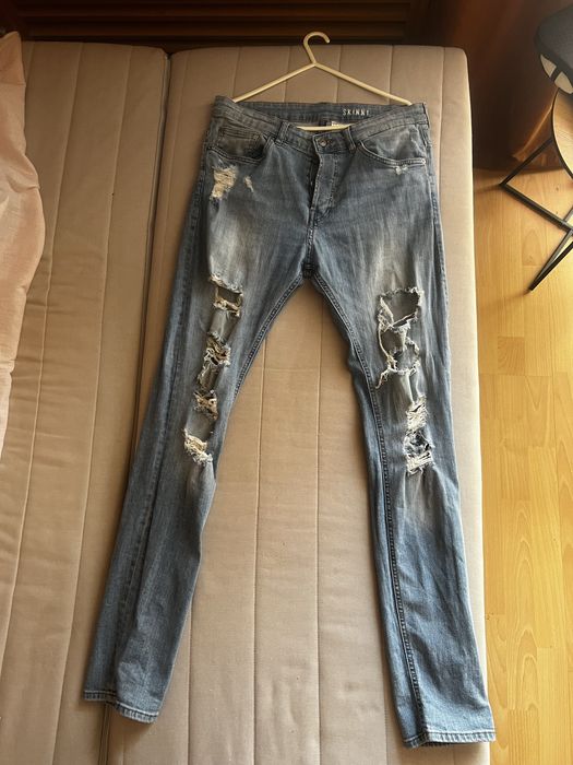 Spodnie HM Skinny 32 Jeansy męskie super stan dziury