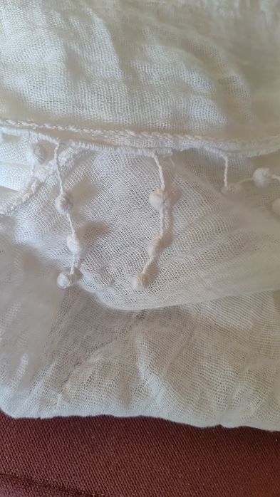 Szal boho śmietankowy  250x35