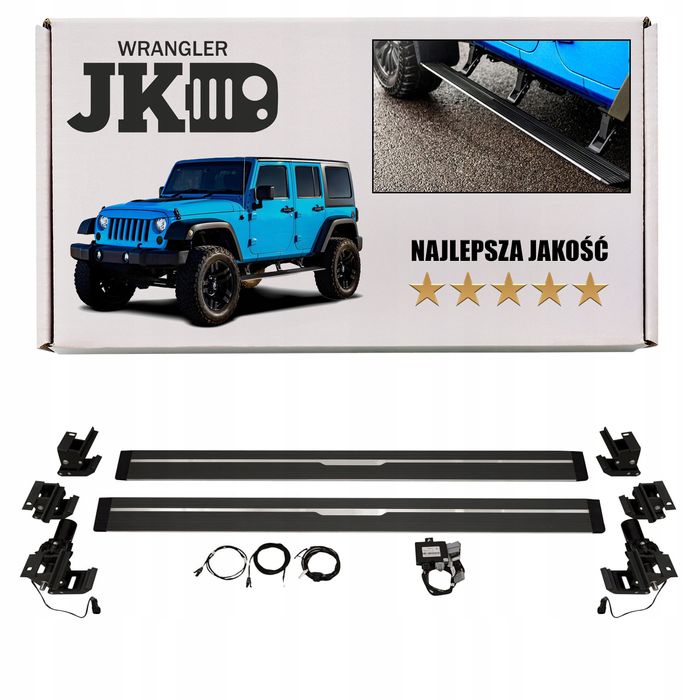 jeep wrangler jk 2007-2018 4d stopnie boczne progi elektryczne + śruby