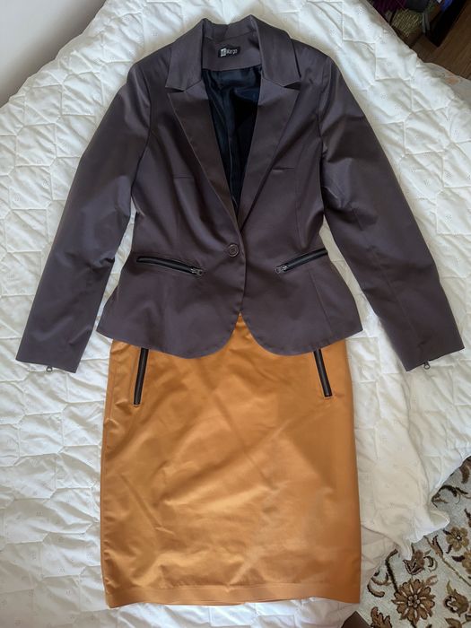 Elegancki komplet zestaw marynarka/żakiet + spódnica rozmiar 42 XL