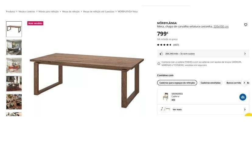 Mesa de sala com 8 cadeiras