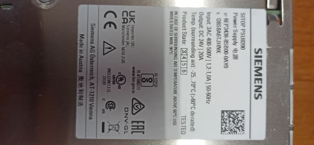 Fonte de Alimentação Siemens Nova em caixa 380/24vdc-20A