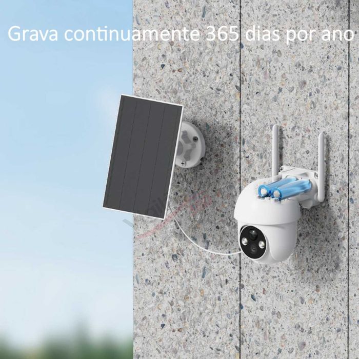 Câmara Vigilância WiFi 3MP Bateria e Painel Solar Visão Noturna a Cores IP66 - NOVA