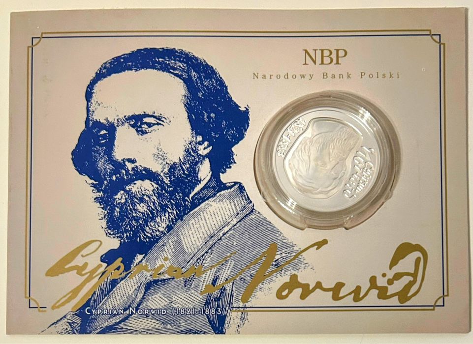 Srebrna moneta 10 zł Cyprian Norwid