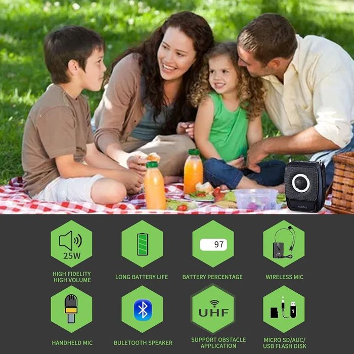 Przenośny wzmacniacz głosu głośnik z mikrofonami dla przewodnika shidu