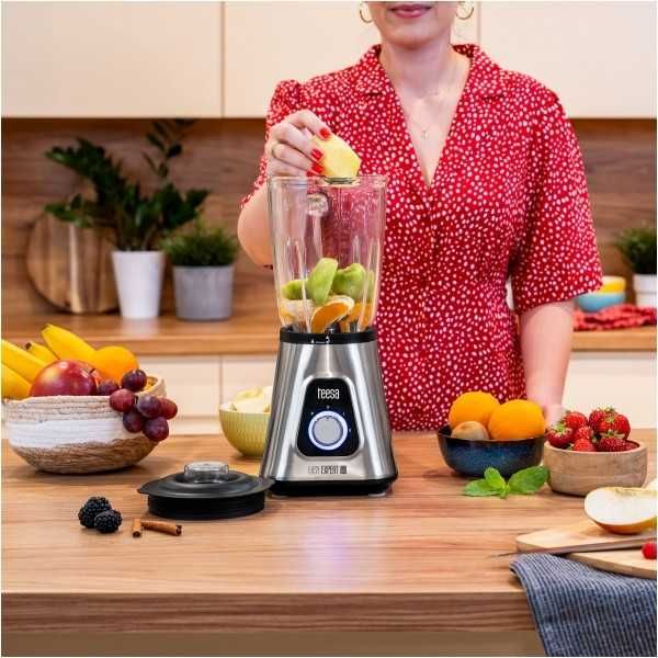 Blender kielichowy 1300W, szklany kielich 1,5L + kubek podróżny 600 ml