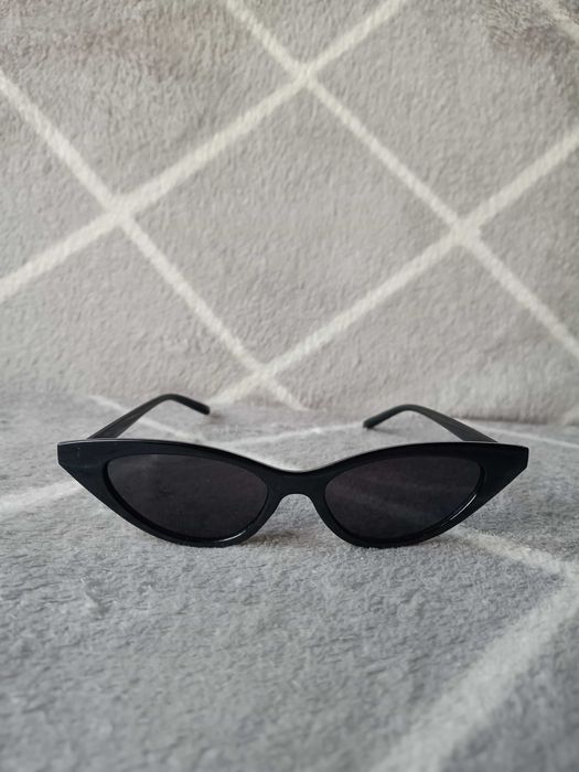 Okulary fioletowe ognie, czarne wąskie, zestaw