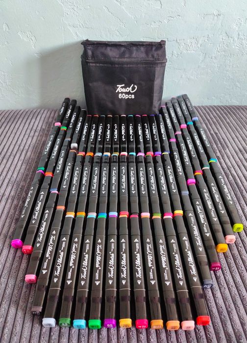 Touch маркеры скетч двусторонние спиртовые набор в чехле 60 шт. маркер