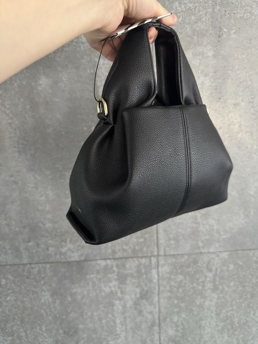 Nowa czarna mała polene neuf mini chmurka skórzana do ręki z paskiem