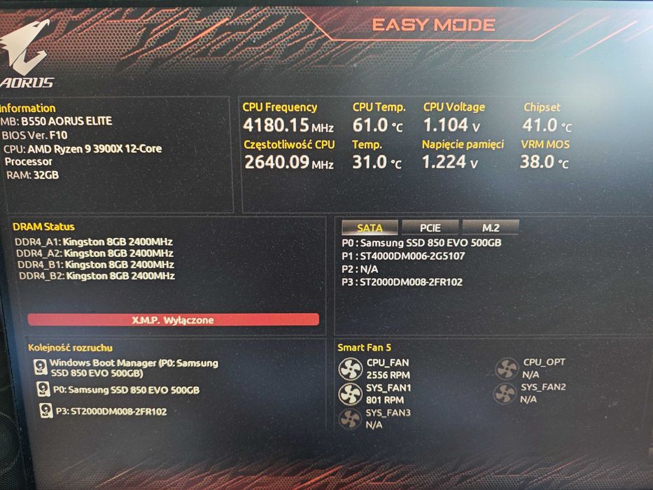 AMD Ryzen 9 3900x, 32GB RAM, płyta gł. Gibabyte