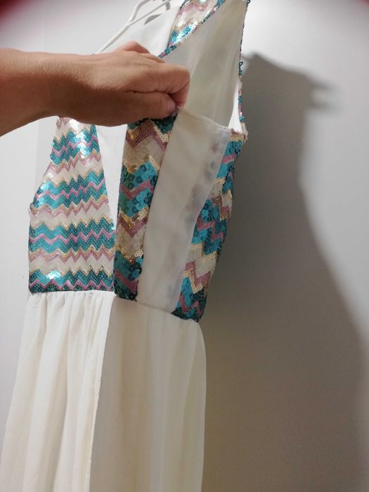 Sukienka, rozm. 46,cekiny /ecru