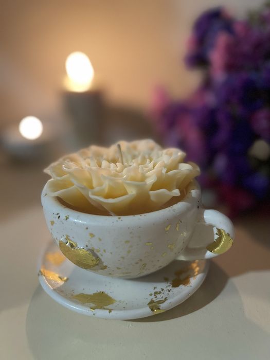 Соєва свічка в гіпсовом кашко- горнятко