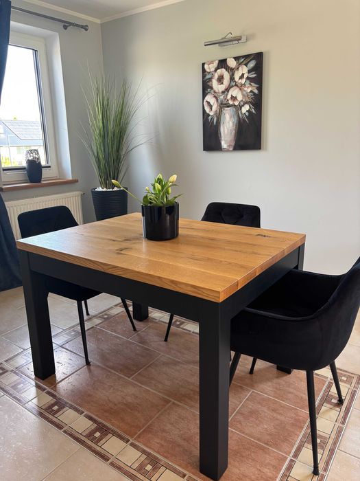 Stół jadalniany dąb klejony + nogi czarne | do salonu / jadalni | bordwood