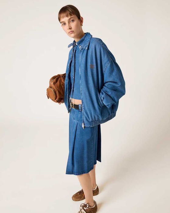Пуховик джинсовий Miu Miu Denim Down Jacket Navy