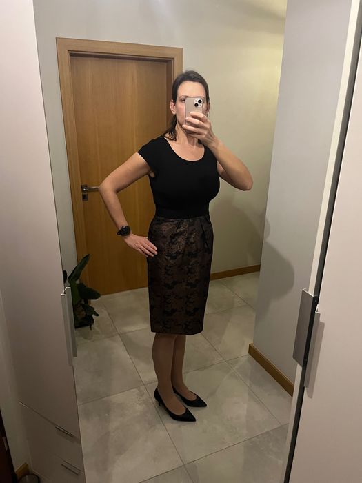 Sukienka 38 nowa czarna połyskująca Autograf Mark & Spancer