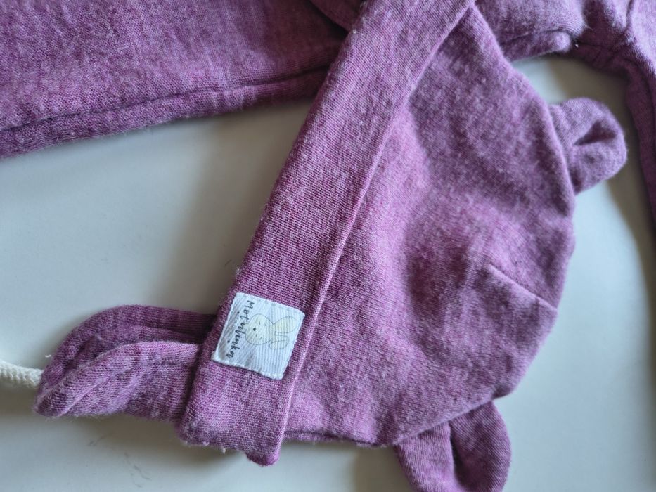 Kombinezon niemowlęcy z wełny Merino jesień wiosna, rozm.80 + czapka, MOTULINKA