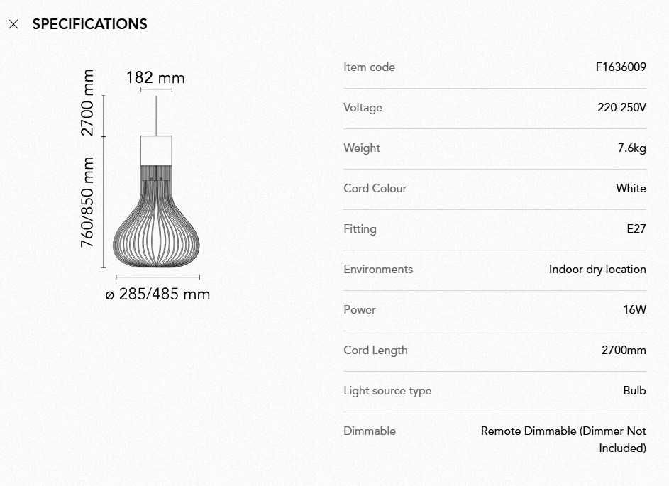 Flos Chasen Candeeiro Suspensão - branco ou preto