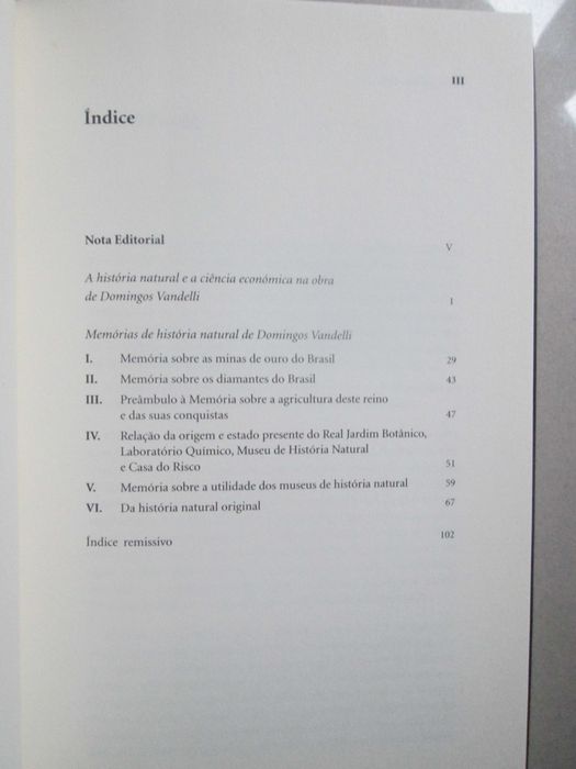 Memórias de História Natural, de Domingos Vandelli e José Luís Cardoso