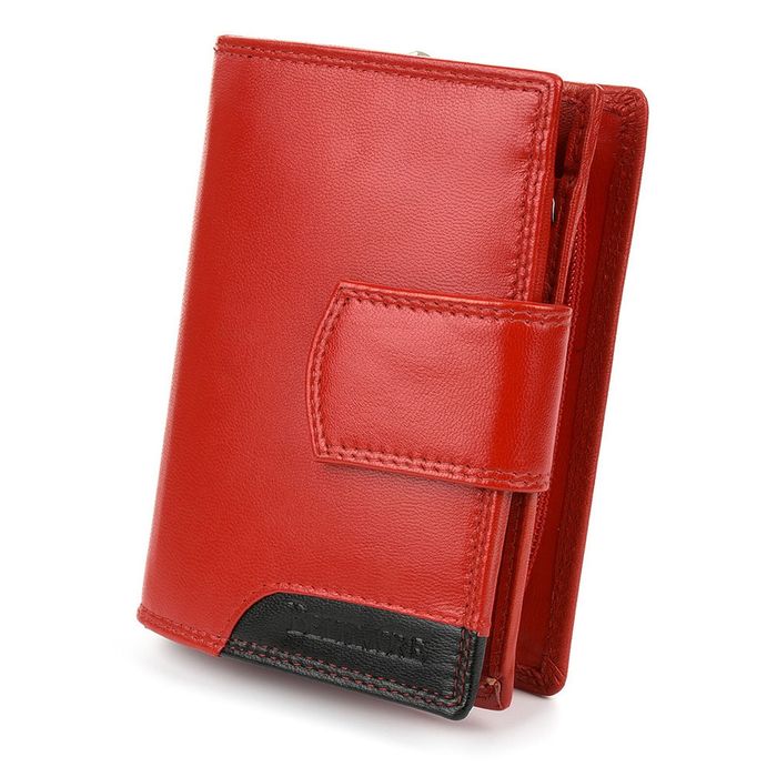 BELTIMORE portfel damski skórzany klasyczny elegancki P200 czerwony