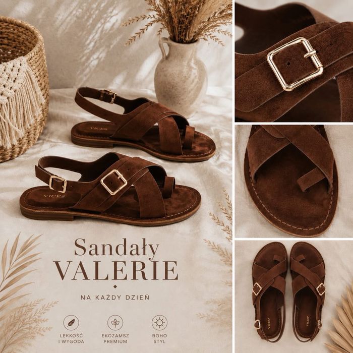 Nowe sandałki damskie boho  36-41 czekolada camel khaki