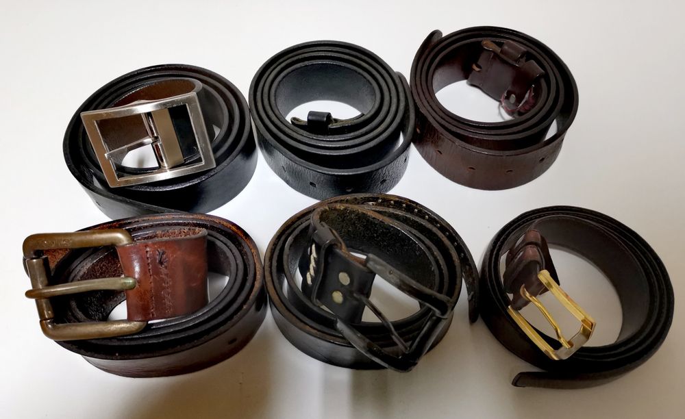 Lote de 6 cintos de pele Genuína