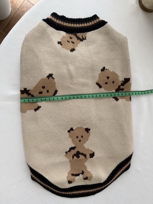 Светр коричневий беж у ведмедики для собак француз, коргі, кінг чарльз