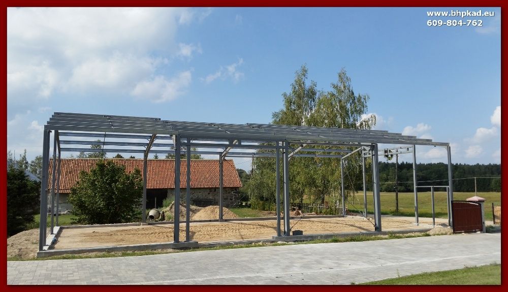 Konstrukcje stalowe. 10x20x4,5m. BHP KAD. Hale stalowe. Bartoszyce.