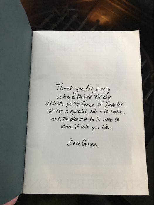 Dave Gahan Soulsavers tour booklet
