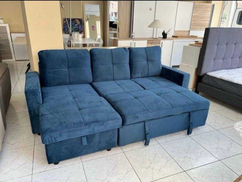 Sofá-cama em veludo azul - envió  gratis