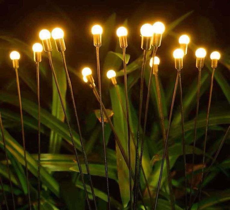 ZESTAW 2 Lampy solarne ogrodowe wbijane led kulki ciepłe światło 70cm