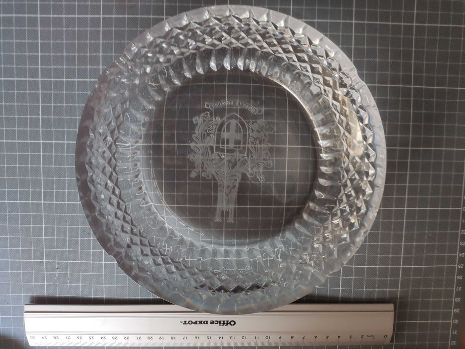 Cinzeiro  de cristal com brasão da Região Militar do Norte (22 cm)