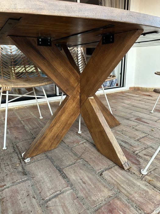 Conjunto mesa refeições exterior e 6 cadeiras