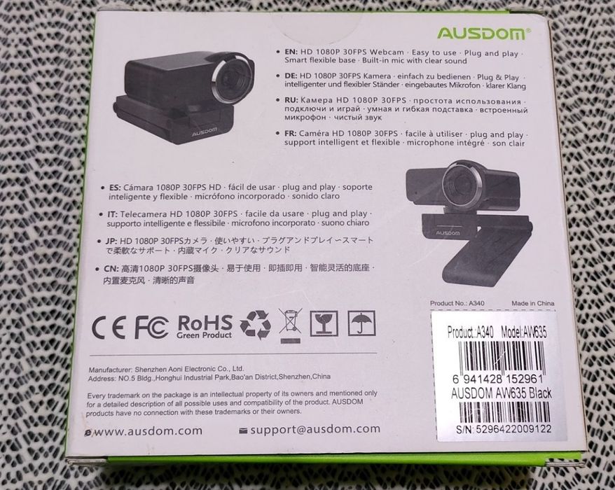 Kamera internetowa Full HD 1080p Ausdom AW635.