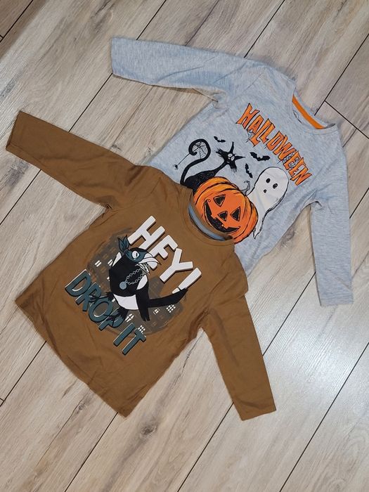 2x BLUZKA HALLOWEEN 104 koszulka z długim rękawem bluzeczka bluza