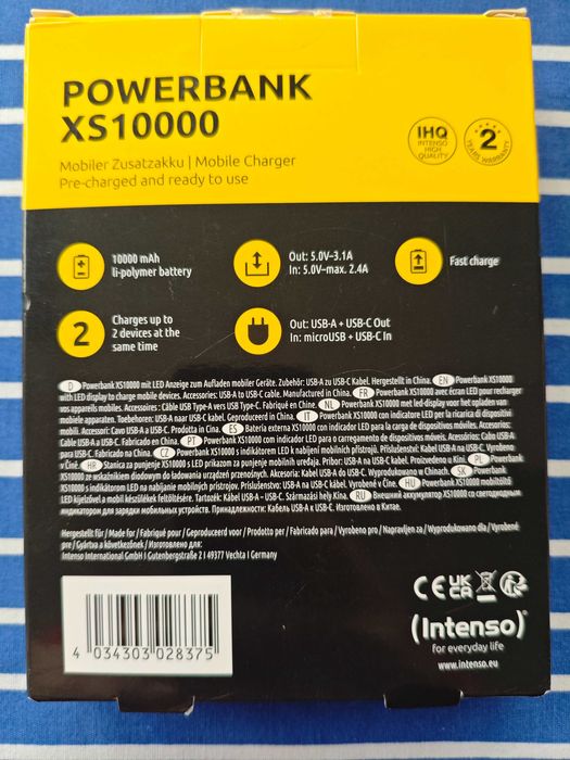 Carregador portátil intenso Power Bank XS10000, bateria externa