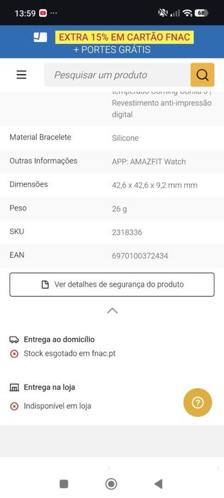 Relogio desportivo amazfit