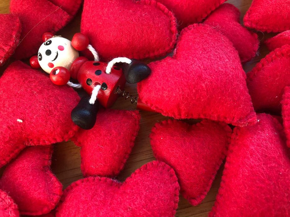 Corações em feltro