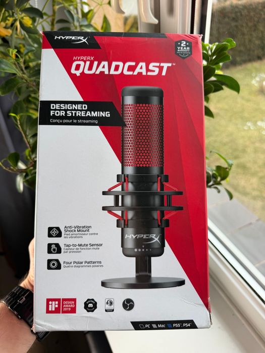 Mikrofon HyperX QuadCast zawieszenie przeciwwstrząsowe,Wskaźnik LED