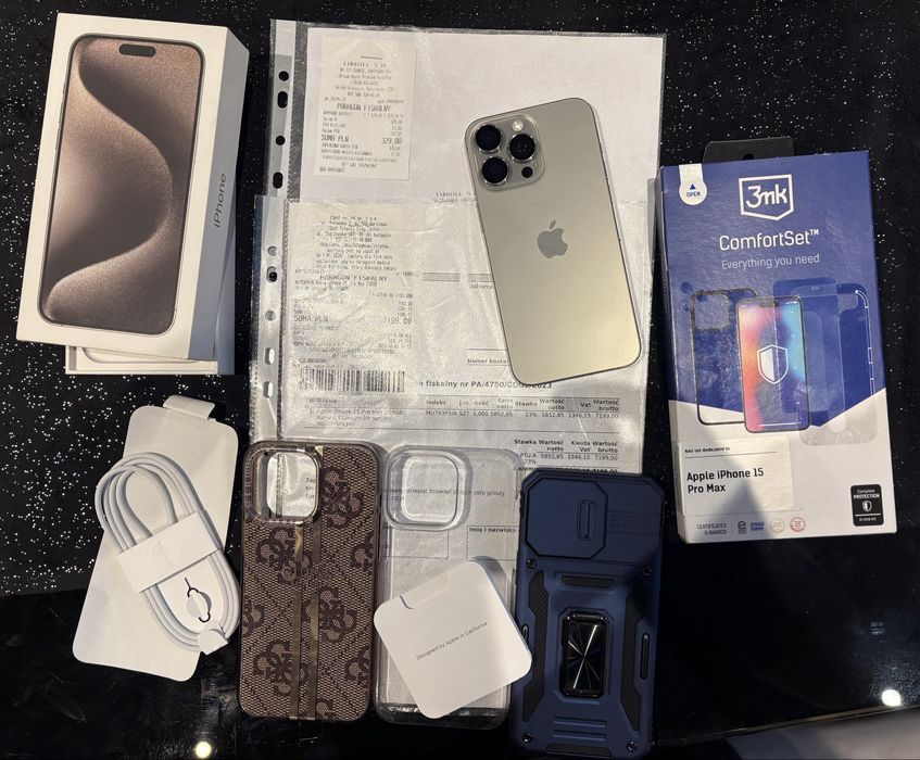 iPhone 15 Pro Max 256gb - iSpot, nowa bateria, komplet