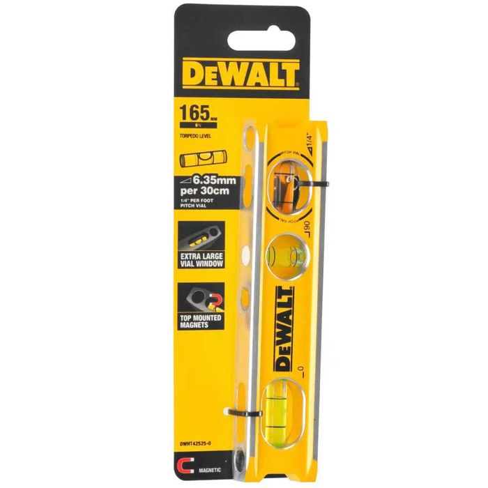 DeWALT DWHT42525-0 Рівень з алюмінію 165 мм з 3 капсулами і магнітами