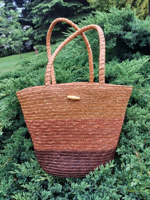 Torba koszyk na plażę  pleciony
