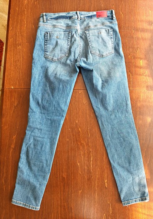 Spodnie jeansowe L 40 Zara niebieskie lampasy