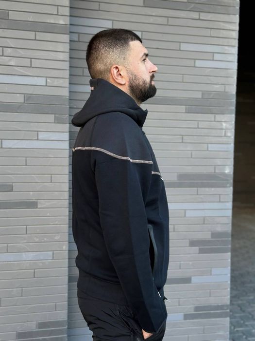 Чоловіче зіп худі чорно сірого кольору Syno