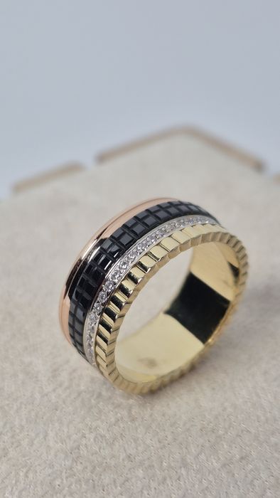 Nowy złoty pierścionek typu Boucheron Quatre 3 kolory złota ruchomy