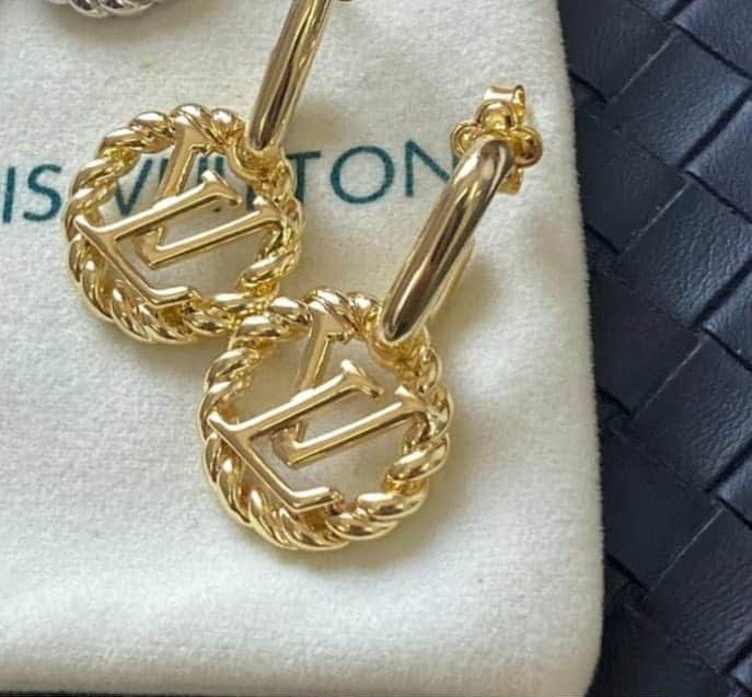 Przepiękne, pozłacane 14K kolczyki lv Cudo c ysl