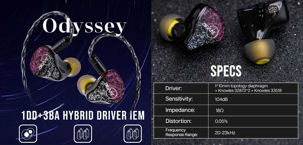 Słuchawki douszne Linsoul ZiiGaat Odyssey In-Ear HiFi hybrydowe Nowe